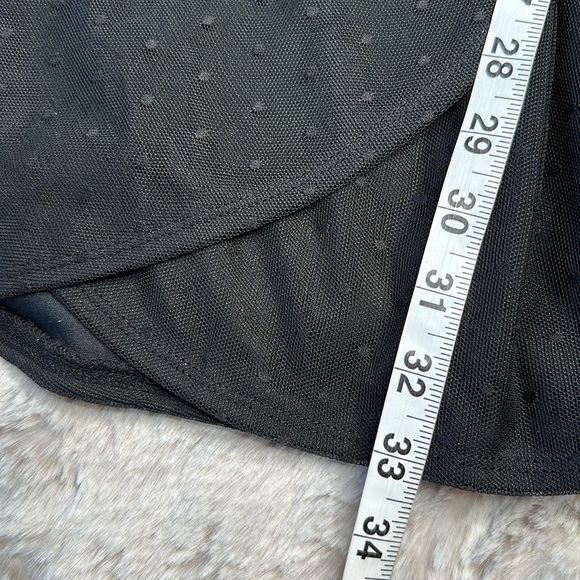 ASOS DESIGN | Dobby Mesh, Puffy Sleeve, Faux Wrap, Dress in Black - Picture 8 of 13